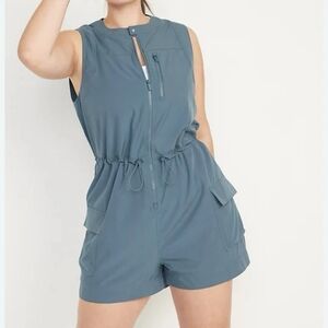 Olive Sleeveless Zip-Up Stretchtech Romper Size 4X